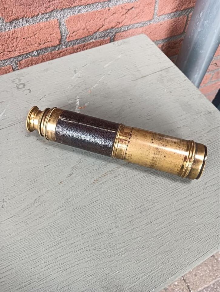 Antieke Messing Telescoop zeekijker 19de eeuw met Leder, Audio, Tv en Foto, Optische apparatuur | Telescopen, Gebruikt, Lenzentelescoop (refractor)