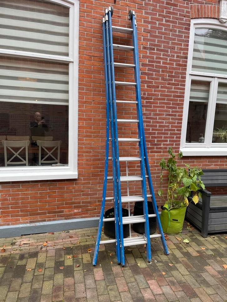 Aluminium Ladder 3x12, Doe-het-zelf en Verbouw, Ladders en Trappen, Gebruikt, Ladder, 2 tot 4 meter, Opvouwbaar of Inschuifbaar