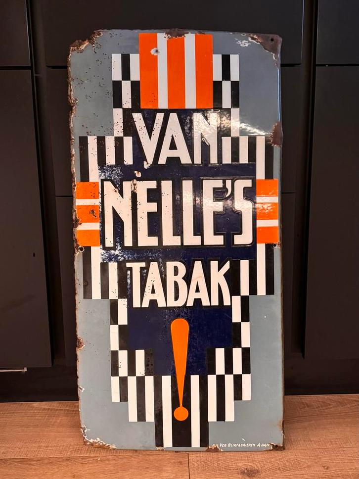 Emaille Reclamebord Van Nelle's Tabak, Verzamelen, Merken en Reclamevoorwerpen, Reclamebord, Ophalen of Verzenden