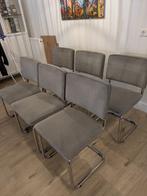 3x Zuiver Ridge Rib eetkamerstoelen cool ribstof grijs, Huis en Inrichting, Stoelen, Ophalen, Drie, Zo goed als nieuw, Metaal