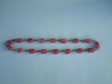 vintage ketting snoer roze kralen of rozekwarts rosekwarts? beschikbaar voor biedingen