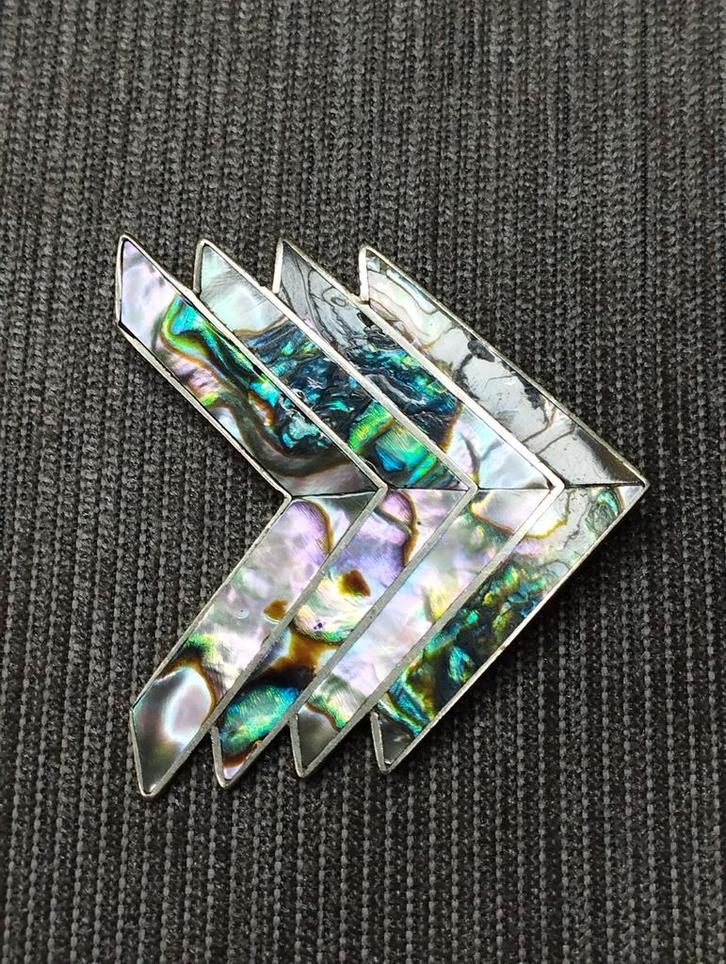 Zeldzame vintage alpaca broche uit Mexico, Sieraden, Tassen en Uiterlijk, Broches, Zo goed als nieuw, Overige materialen, Zilver