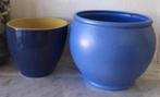 Vintage blauw geglazuurde bloempotten kwaliteit W. Duitsland, Tuin en Terras, Binnen, Ophalen of Verzenden, Zo goed als nieuw