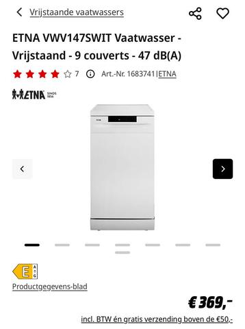 45cm Vrijstaande Vaatwasser - Compact & Handig! beschikbaar voor biedingen