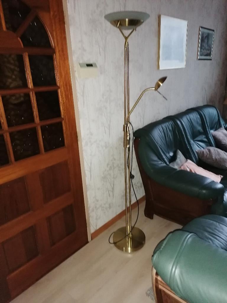 Staande lamp bronskleurig, Ophalen, Gebruikt, Leeslamp, 150 tot 200 cm