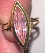 Mooie 18 krt gouden ring met roze toermalijn., Gebruikt, Ophalen of Verzenden, 17 tot 18, Roze