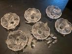 6 Vintage antieke kristal glaspegels kroonluchter onderdelen, Glas, Gebruikt, Ophalen of Verzenden
