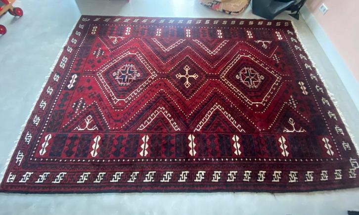 Groot Perzisch Tapijt - Bordeaux/Zwart/Wit - 300x220, Huis en Inrichting, Stoffering | Tapijten en Kleden, Zo goed als nieuw, 200 cm of meer