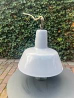 Vintage Emaille Lamp - Grijs/wit, Ophalen of Verzenden, Gebruikt, Metaal, Minder dan 50 cm