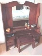 Eiken kaptafel met krukje, Ophalen, Zo goed als nieuw, 50 tot 100 cm, Minder dan 100 cm