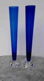 Kobalt blauwe vintage vazen Aeseda Sweden, 31cm hoog, per st, Antiek en Kunst, Antiek | Glas en Kristal, Ophalen of Verzenden