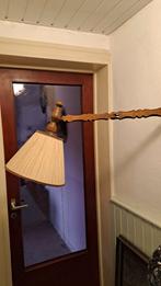 Vintage houten beweegbare wandlamp met stoffen kap, Gebruikt, Klassiek, Onbekend, Ophalen of Verzenden
