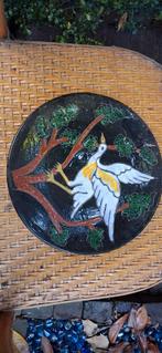 Antiek Bord met Kraanvogel, Antiek en Kunst, Antiek | Wandborden en Tegels, Ophalen of Verzenden