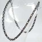 ZWART-ZILVEREN RVS SCHAKELKETTING, Verzenden, Nieuw, Zwart, Overige materialen
