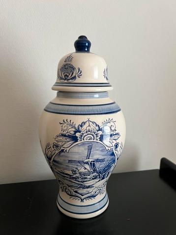 Delftsblauwe Vaas met Deksel - Molen beschikbaar voor biedingen