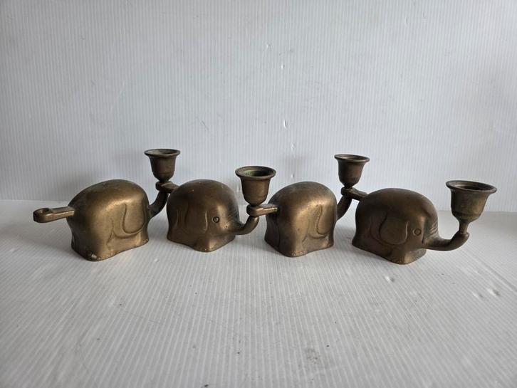 koperen olifanten kandelaartjes ( 4 stuks ), Antiek en Kunst, Antiek | Koper en Brons, Koper, Ophalen of Verzenden