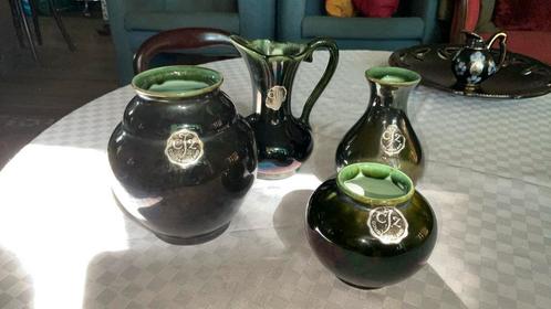 CJZ, gouda, Cornelis Jonker en Zonen, lusterglazuur, Huis en Inrichting, Woonaccessoires | Vazen, Zo goed als nieuw, Zwart, Minder dan 50 cm