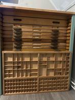 Antieke Letterkast met Veel Vakken, Ophalen, Gebruikt, 50 tot 100 cm, Met lade(s)