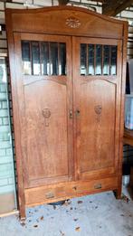 Antieke houten kast met glas, Antiek en Kunst, Ophalen