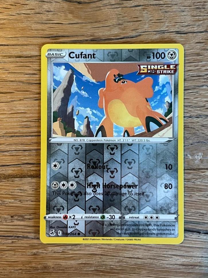 Cufant 191/264  Reverse Holo - Fusion Strike FST - Pokemon, Hobby en Vrije tijd, Verzamelkaartspellen | Pokémon, Nieuw, Losse kaart