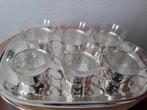 Oude 6 theeglazen met dienblad brocante mooi, Ophalen of Verzenden, Zo goed als nieuw, Rechthoekig, Overige materialen