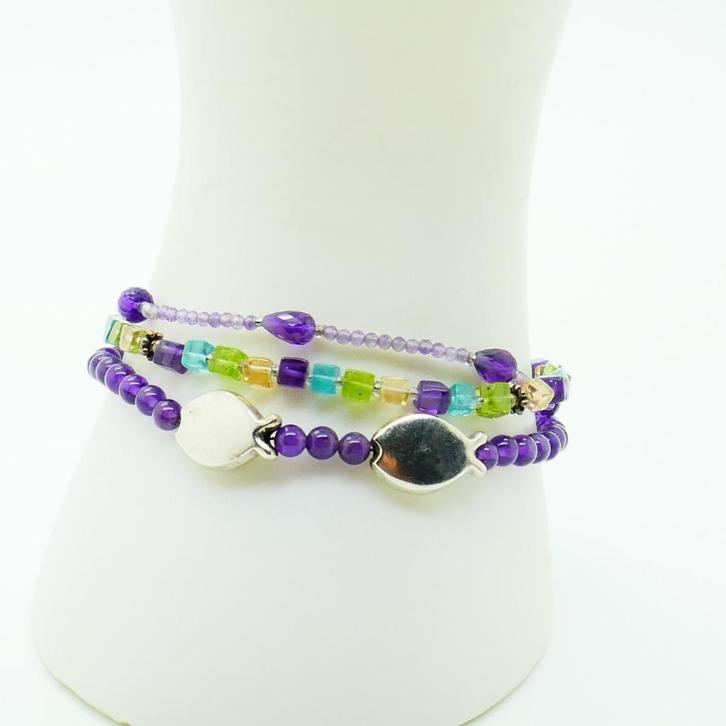 Edelsteen armbandjes met zilveren sloten, Sieraden, Tassen en Uiterlijk, Armbanden, Zo goed als nieuw, Zilver, Zilver, Met edelsteen