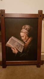 Vintage jaren 70 schilderij moeder van Rembrandt  in eiken, Print, Ophalen of Verzenden, Zo goed als nieuw, 50 tot 75 cm