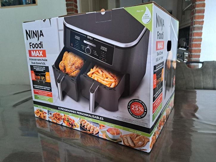 Ninja Foodi MAX Dual Zone Airfryer 9.5L - Nieuw in doos!, Witgoed en Apparatuur, Airfryers, Nieuw, Airfryer XL, 1500 gram of meer