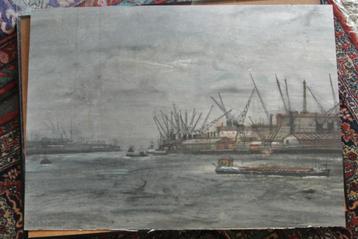 maarten kemper aquarel havengezicht beschikbaar voor biedingen