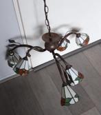 Tiffany look Vintage Kroonluchter met Bloemmotief, Huis en Inrichting, Lampen | Kroonluchters, Ophalen, Gebruikt, Glas