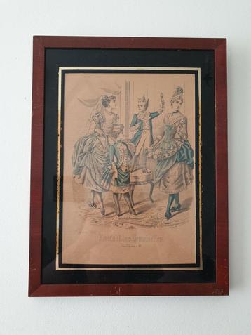 Modeprent fancy dress 1880s journal des demoiselles beschikbaar voor biedingen