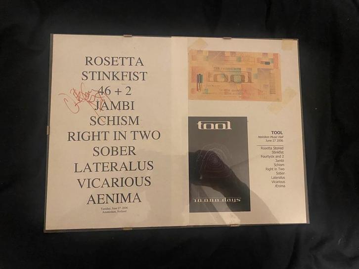 TOOL Signed Danny Carey Setlist + Ticket HMH 2006, Verzamelen, Muziek, Artiesten en Beroemdheden, Ophalen of Verzenden
