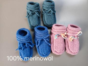 Wollen babyslofjes/sokjes. 100% merinowol. 50, 56, 62 beschikbaar voor biedingen