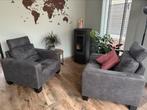 Twee mooie antraciete fauteuils, Ophalen, Zo goed als nieuw, 75 tot 100 cm, 50 tot 75 cm