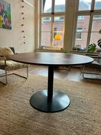 Ronde houten tafel met donkergrijs stalen poot, Huis en Inrichting, Tafels | Eettafels, Ophalen, Gebruikt, 100 tot 150 cm, Rond