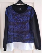 MarcCain trui in blauwe print, zwarte sweaterstof N3 M 44687, Kleding | Dames, Truien en Vesten, Blauw, Maat 38/40 (M), Ophalen of Verzenden