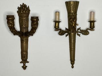 2 x  prachtige antiek bronzen muurkandelaar beschikbaar voor biedingen