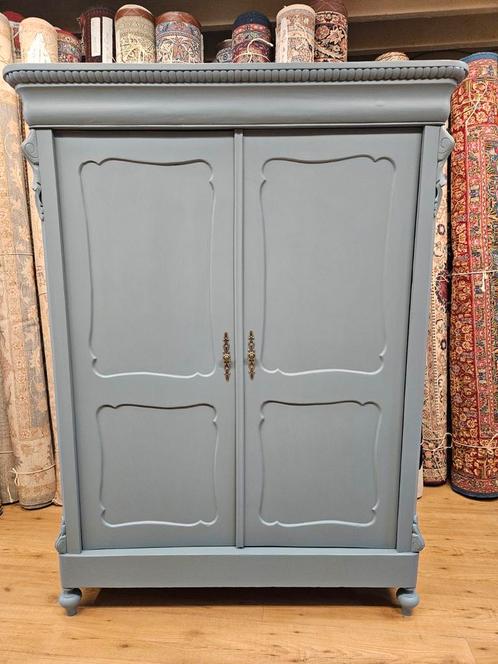 Antieke brocante geschilderde biedermeier kast, Huis en Inrichting, Kasten | Kledingkasten, Gebruikt, 150 tot 200 cm, 100 tot 150 cm