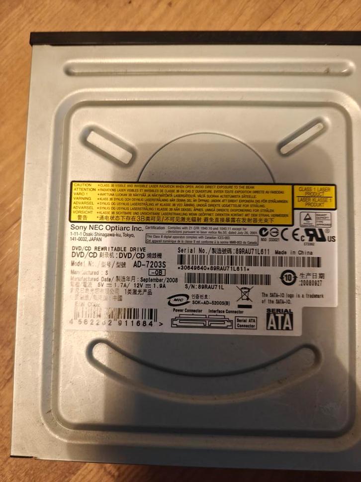 Sony Optiarc AD-7203S DVDRW SATA - LabelFlash, Computers en Software, Optische drives, Gebruikt, Intern, MacOS, Windows, Cd, Dvd