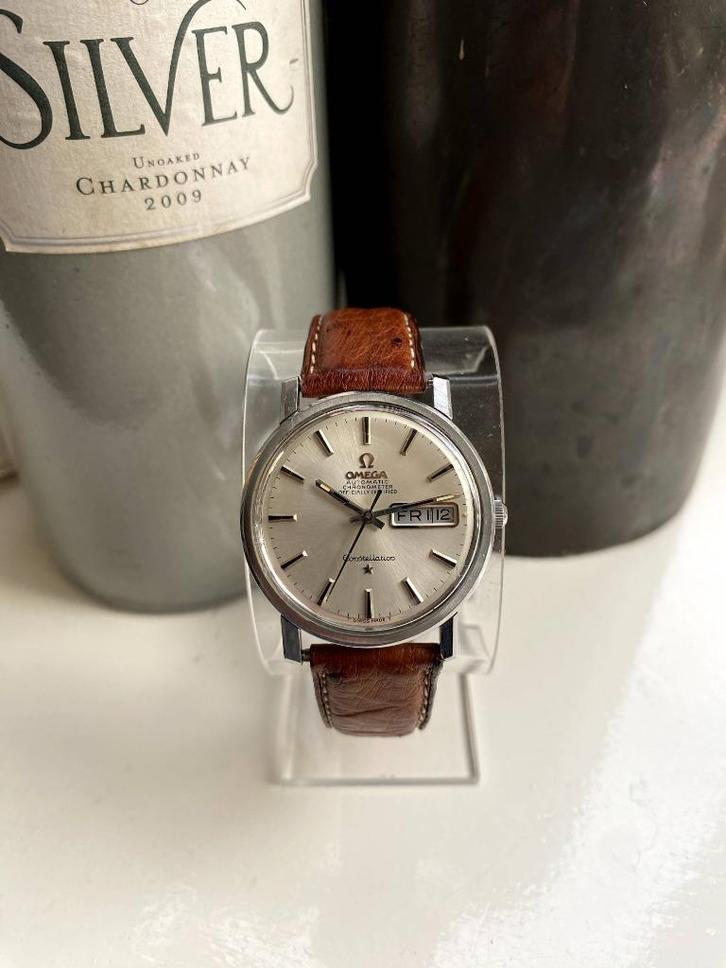 Omega Constellation, Sieraden, Tassen en Uiterlijk, Horloges | Heren, Gebruikt, Polshorloge, Omega, Staal, Leer, Ophalen