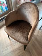 3 Bruine Suède Croco Print Stoelen - Set, Gebruikt, Minder dan 75 cm, Ophalen of Verzenden, Stof