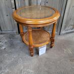Salontafel kersenhout, webring, glas rond. Retro, Huis en Inrichting, Ophalen, 100 tot 150 cm, Rond, 50 tot 100 cm