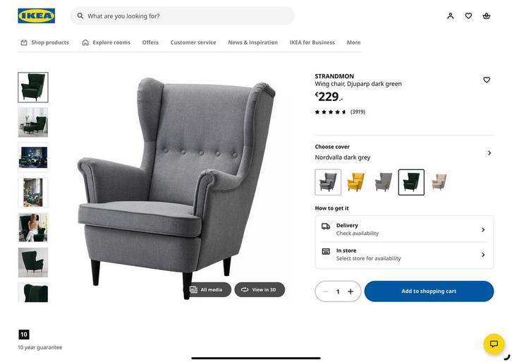 Grijze Fauteuil (Strandmon), Huis en Inrichting, Fauteuils, Zo goed als nieuw, 50 tot 75 cm, 75 tot 100 cm, Ophalen