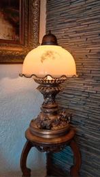 Art deco france lamp met glas met Japans thema, Antiek en Kunst, Antiek | Lampen, Ophalen of Verzenden