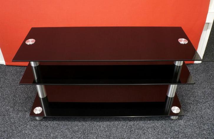 TV / Audio Meubel, Zwart Getemperd Glas, Gratis af te Halen, Huis en Inrichting, Tafels | Salontafels, Gebruikt, 50 tot 75 cm
