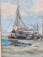 Katwijk M. J. Honing 1882 -1970 bomschuit op het strand., Antiek en Kunst, Kunst | Schilderijen | Klassiek, Ophalen
