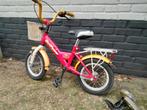 Meisjesfiets roze/geel 12 inch, Ophalen, Zijwieltjes, Gebruikt, Alpina