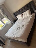 2 persoonsboxspring  grijs fluweel, Huis en Inrichting, Gebruikt, Tweepersoons, Ophalen of Verzenden, 200 cm