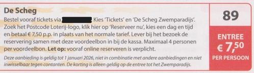 De Sheg, Deventer. Entree € 7,50 p.p. Postcodeloterij bon 89, Tickets en Kaartjes, Recreatie | Pretparken en Attractieparken, Drie personen of meer