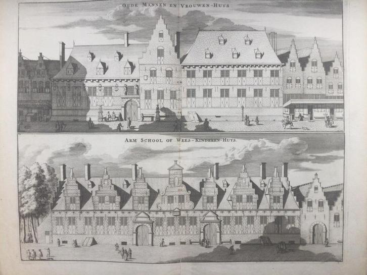 Zeeland, Middelburg, Mannen vrouwen huis en School , 1696, Antiek en Kunst, Kunst | Etsen en Gravures, Ophalen